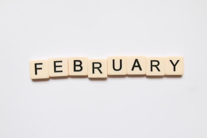 February word on Scrabble Tiles