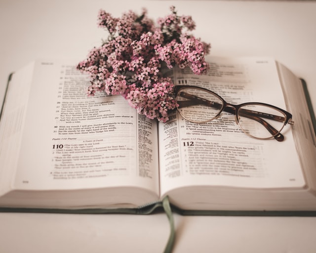 Bible, flowers and spectacles