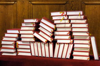 Photo of Stack of hymn books in church